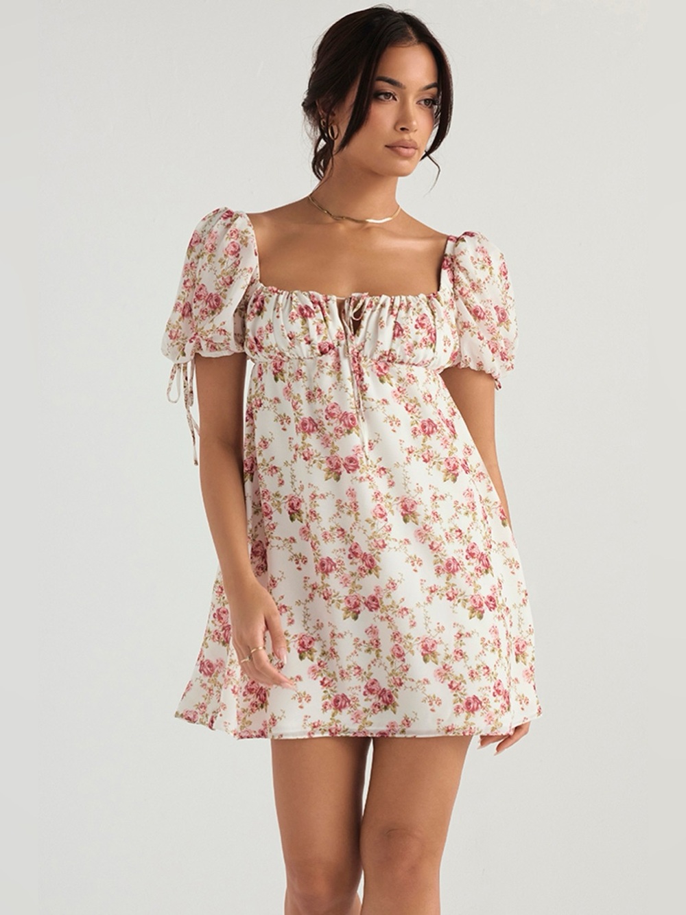 HOUSE OF CB 'Princess' Rose Print Mini Dress NWOT - Picture 1 of 8